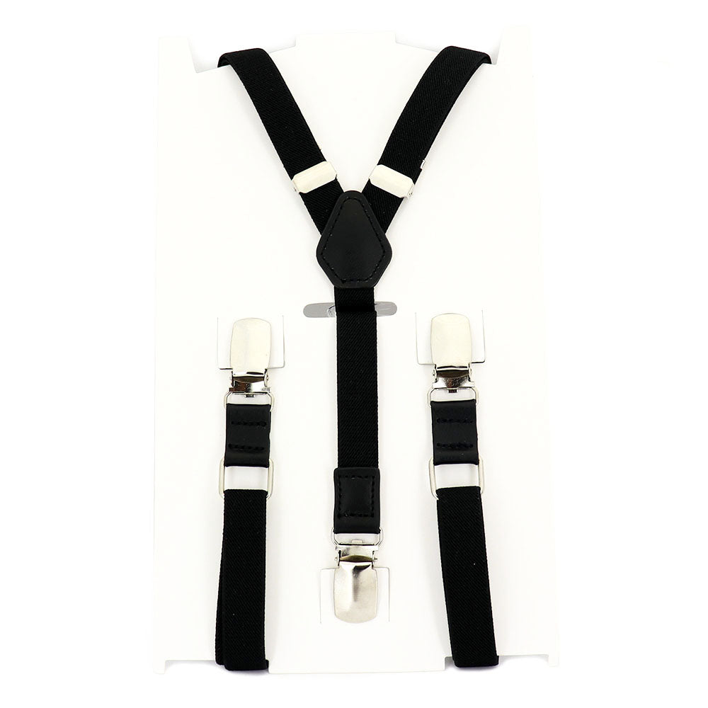 牛革を使ったシンプルで上品なサスペンダーＹ型【ブラック】男女兼用 すっきりエレガント幅16mm スーツ フォーマル 男女 祝 おしゃれ かわいい 結婚式 カジュアル 人気 プレゼント ギフト 入園式 入学式 成人式