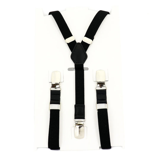 牛革を使ったシンプルで上品なサスペンダーＹ型【ブラック】男女兼用 すっきりエレガント幅16mm スーツ フォーマル 男女 祝 おしゃれ かわいい 結婚式 カジュアル 人気 プレゼント ギフト 入園式 入学式 成人式