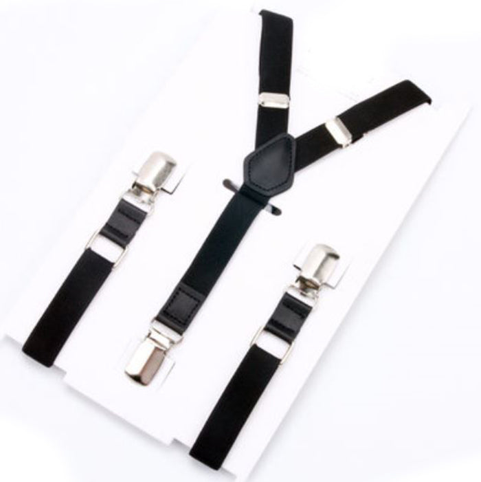 牛革を使ったシンプルで上品なサスペンダーＹ型【ブラック】男女兼用 すっきりエレガント幅16mm スーツ フォーマル 男女 祝 おしゃれ かわいい 結婚式 カジュアル 人気 プレゼント ギフト 入園式 入学式 成人式