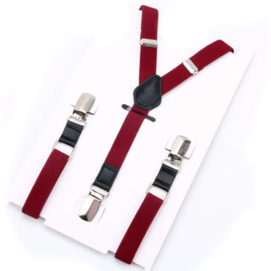 牛革を使ったシンプルで上品なサスペンダーＹ型【ワインレッド】男女兼用 すっきりエレガント幅16mm スーツ フォーマル 男女 祝 おしゃれ かわいい 結婚式 カジュアル 人気 プレゼント ギフト 入園式 入学式 成人式