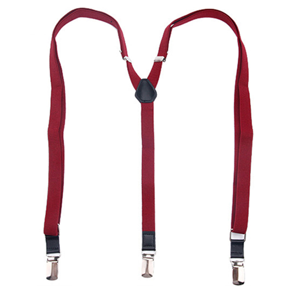 牛革を使ったシンプルで上品なサスペンダーＹ型【ワインレッド】男女兼用 すっきりエレガント幅16mm スーツ フォーマル 男女 祝 おしゃれ かわいい 結婚式 カジュアル 人気 プレゼント ギフト 入園式 入学式 成人式