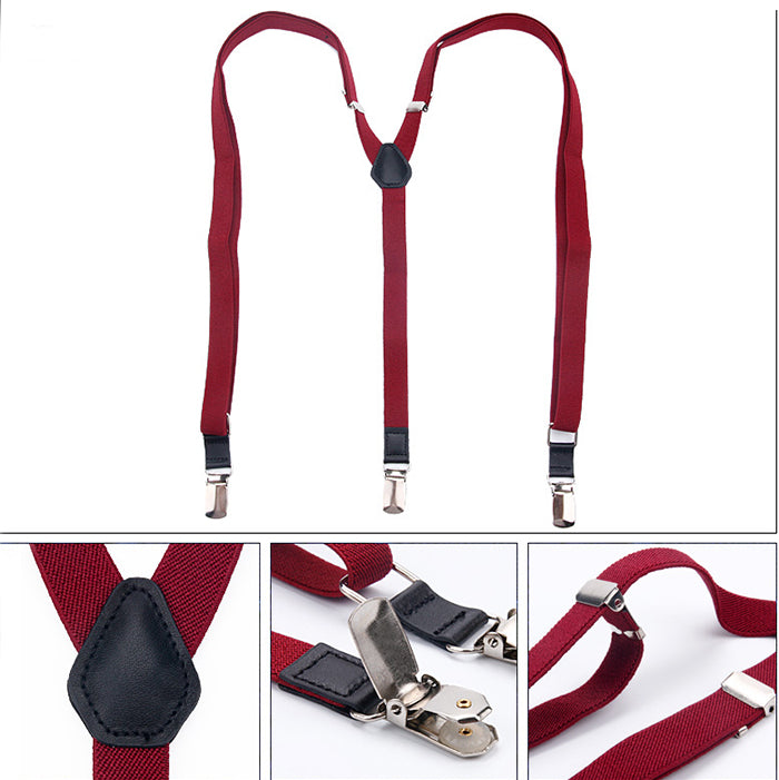 牛革を使ったシンプルで上品なサスペンダーＹ型【ワインレッド】男女兼用 すっきりエレガント幅16mm スーツ フォーマル 男女 祝 おしゃれ かわいい 結婚式 カジュアル 人気 プレゼント ギフト 入園式 入学式 成人式