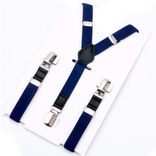牛革を使ったシンプルで上品なサスペンダーＹ型【ネイビーブルー】男女兼用 すっきりエレガント幅16mm スーツ フォーマル 男女 祝 おしゃれ かわいい 結婚式 カジュアル 人気 プレゼント ギフト 入園式 入学式 成人式
