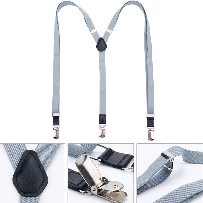 牛革を使ったシンプルで上品なサスペンダーＹ型【スモークブルー】男女兼用 すっきりエレガント幅16mm スーツ フォーマル 男女 祝 おしゃれ かわいい 結婚式 カジュアル 人気 プレゼント ギフト 入園式 入学式 成人式