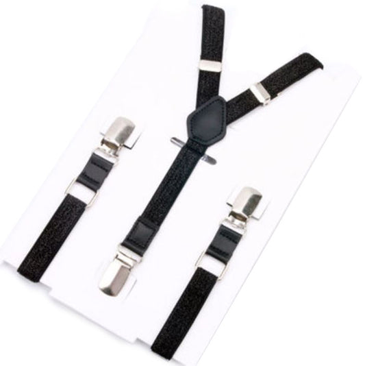 牛革を使ったシンプルで上品なサスペンダーＹ型【黒のピカピカブラック】男女兼用 すっきりエレガント幅16mm スーツ フォーマル 男女 祝 おしゃれ かわいい 結婚式 カジュアル 人気 プレゼント ギフト 入園式 入学式 成人式