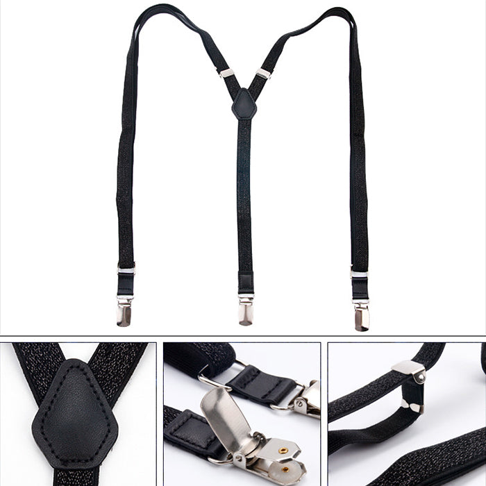 牛革を使ったシンプルで上品なサスペンダーＹ型【黒のピカピカブラック】男女兼用 すっきりエレガント幅16mm スーツ フォーマル 男女 祝 おしゃれ かわいい 結婚式 カジュアル 人気 プレゼント ギフト 入園式 入学式 成人式