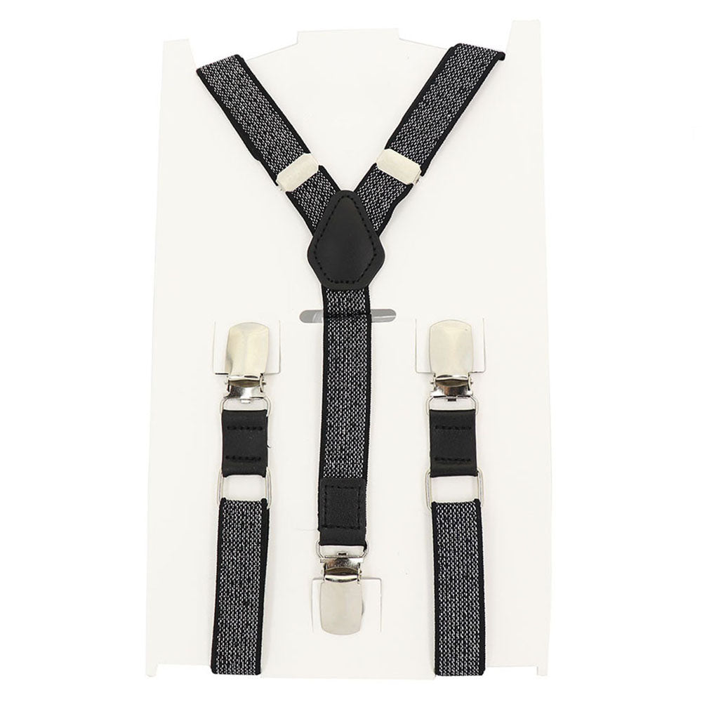 牛革を使ったシンプルで上品なサスペンダーＹ型【シルバーのピカピカブラック】男女兼用 すっきりエレガント幅16mm スーツ フォーマル 男女 祝 おしゃれ かわいい 結婚式 カジュアル 人気 プレゼント ギフト 入園式 入学式 成人式